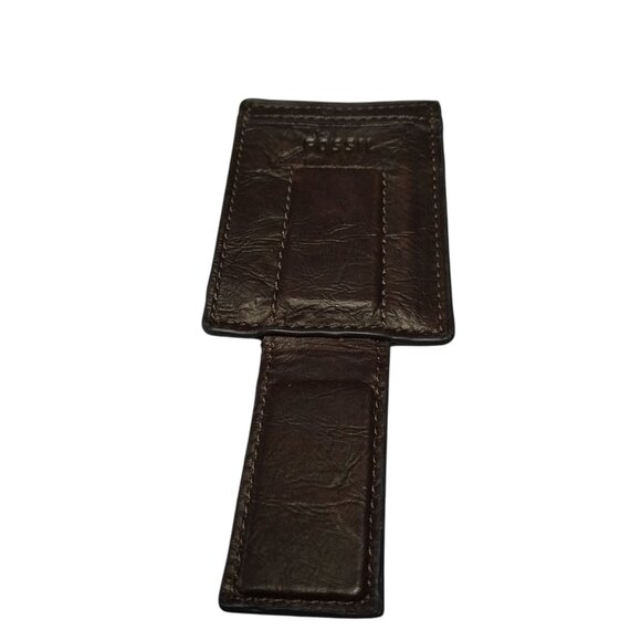 Fossil Men's Brown Leather Card Holder Case Magnetic Flap Money Clip Classic - Picture 3 of 4